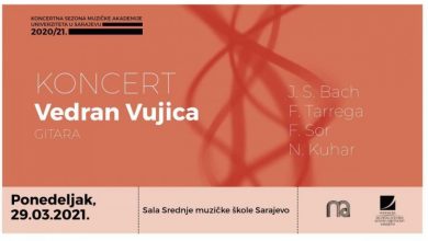 Photo of Muzička akademija UNSA – Online koncert gitariste Vedrana Vujice 29. marta
