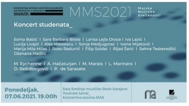 Photo of Zajednički koncert studenata Muzičke akademije UNSA u ponedjeljak u Sarajevu