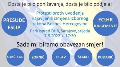 Photo of Novi protesti ispred OHR-a 7. septembra