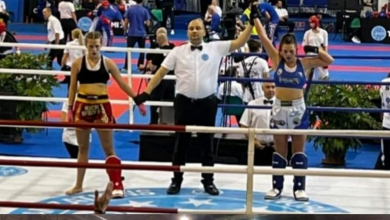 Photo of Leyla Sejmenović iz Tešnja u finalu Svjetskog Kickboxing prvenstva u Italiji