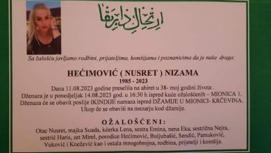Photo of Proglašen Dan žalosti u Tuzlanskom kantonu, danas  dženaza ubijenoj Nizami