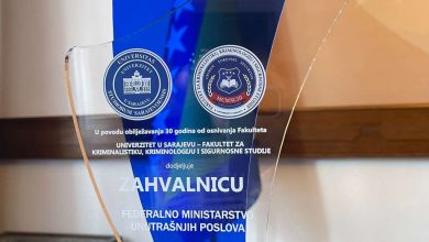 Photo of FMUP-u dodijeljena zahvalnica Fakulteta za kriminalistiku, kriminologiju i sigurnosne studije