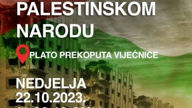Photo of Palestinska zajednica u BiH najavila za nedjelju u Sarajevu skup podrške palestinskom narodu