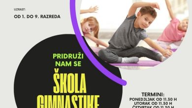 Photo of Novi termini besplatne škole gimnastike za osnovce sa Centra